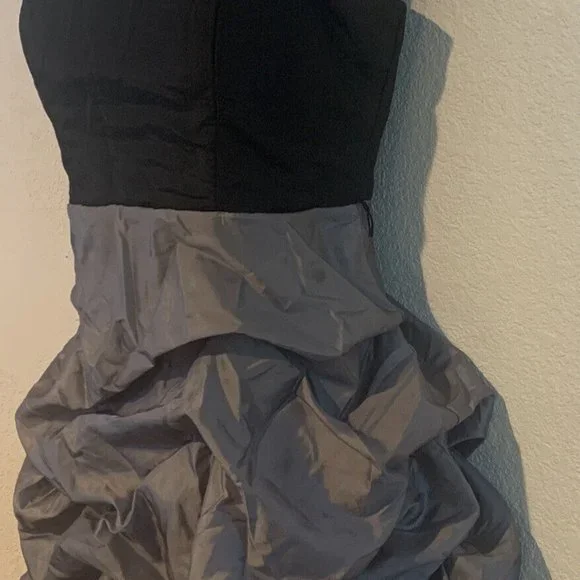 City Triangles Size 7 Black & Grey Strapless Ruffle Mini Dress Party Y2K Formal - Picture 10 of 10